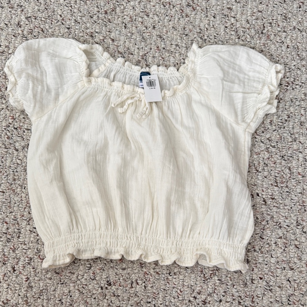 Old Navy Cream Ruffled Blouse